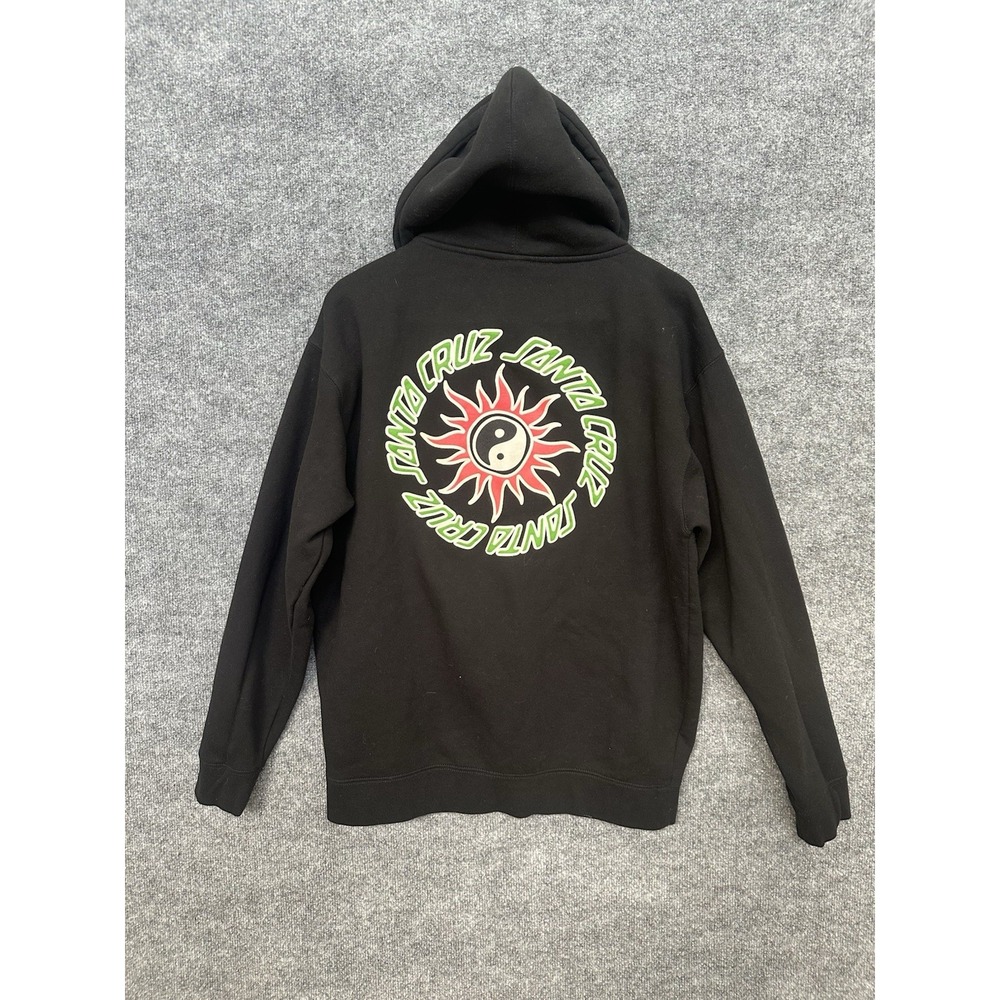 Santa Cruz Skateboards Hoodie Mens L Black Yin Yang Sun Full Zip Skate Y2K Vtg